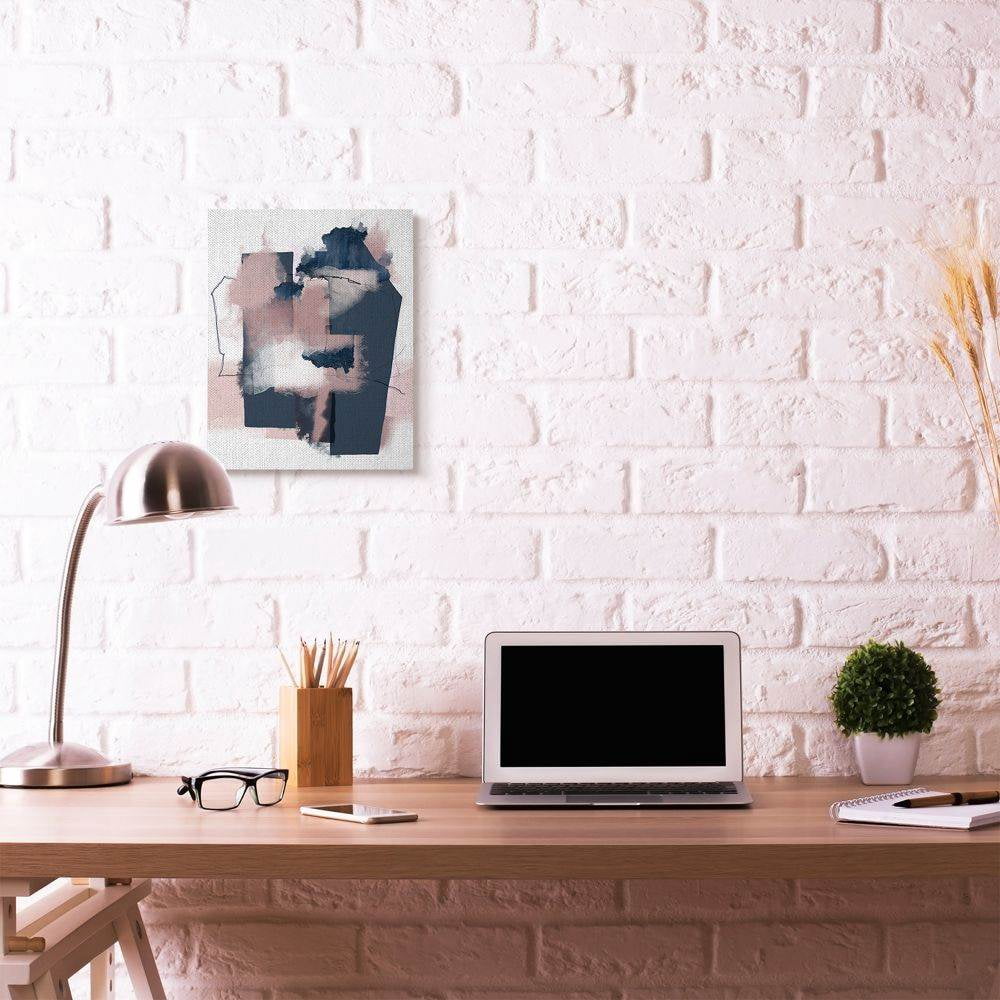 Stupell Industries Beautiful Abstract Geometry Pink and Blue Watercolor Painting Canvas Wall Art by Urban Epiphany