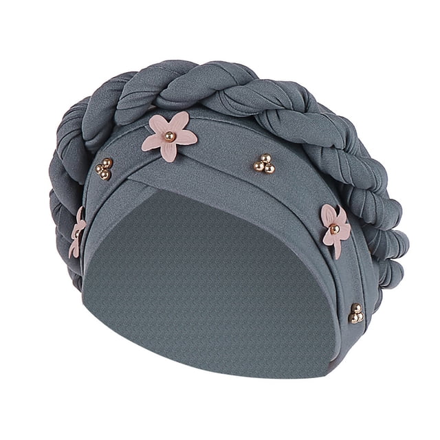 Women Floral Braid India Hat Muslim Ruffle Cancer Chemo Beanie Turban Wrap Cap