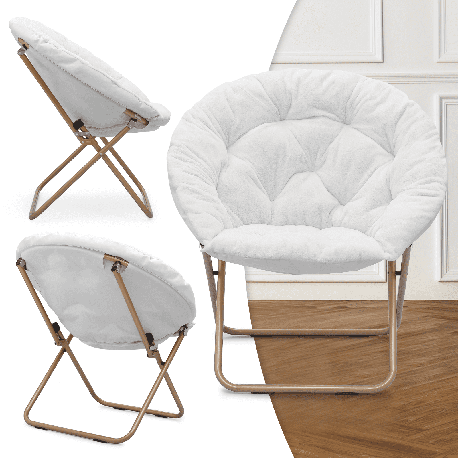 MoNiBloom Set of 2 Folding Saucer Chair for Adult Oversized Round