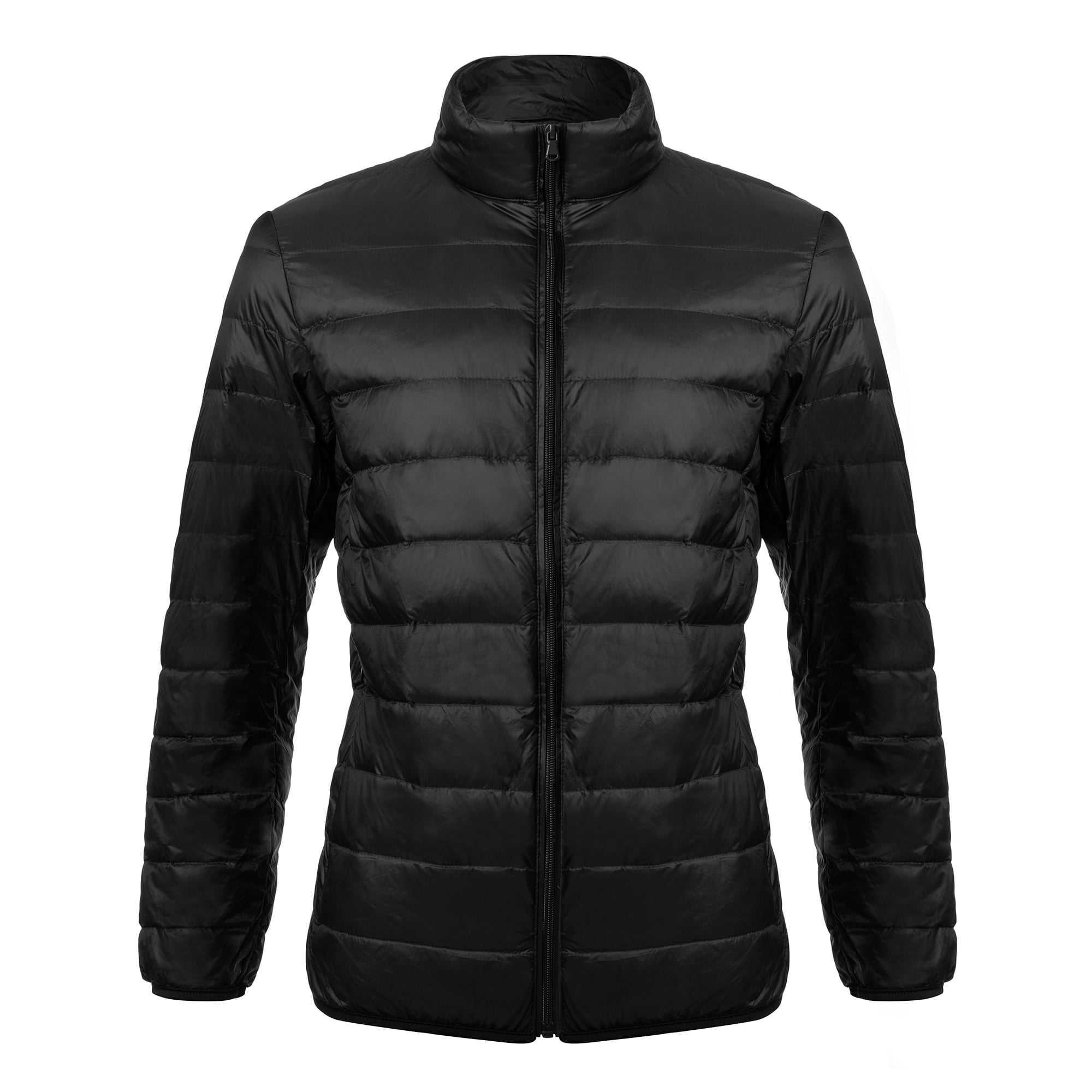 Men's Ultra Light Packable Down Coat Puffer Jacket, Black, L