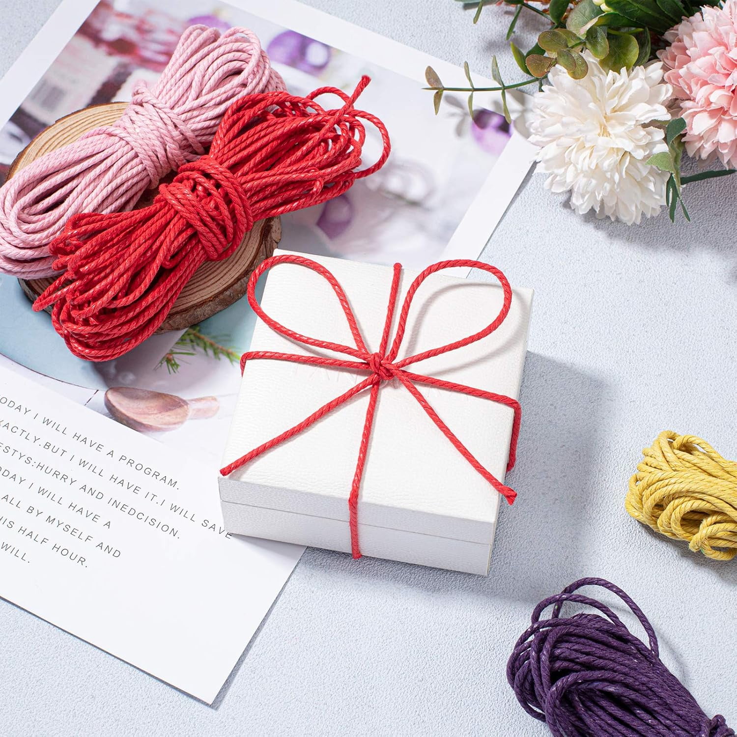 1 Set Cotton String Threads for Jewelry Making 3-Ply Mixed Color 2.3mm 10bundles/set
