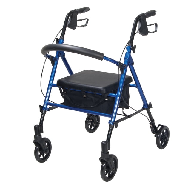 Andador plegable Drive Medical RTL10261BL con asiento - Asas y asiento ajustables, color azul