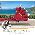 thumbnail image 4 of YUSAZENS 2 Pcs Chaise Longue d'Extérieur, Fer + Rotin + Coussin Doux, Chaise Longue Inclinable Confortable pour Patio Rouge, 4 of 7