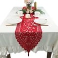 thumbnail image 5 of 33*183, Camino de Mesa Rojo Rojo, Camino de Mesa Tejido FainFun, Decoración de Mesa Vintage, Camino de Mesa Rectangular de Tela Navideña, para Decoración de Mesa de Boda, Bautismo, Comunión, 5 of 5