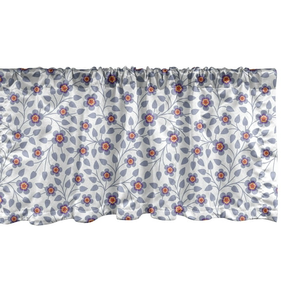 Ambesonne Floral Window Valance, Burgeoning Spring Flowers, 54" X 12", Ceil Blue White