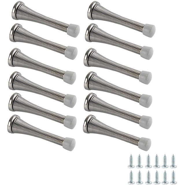Topes de puerta con resorte Amazon Basics - Cromo pulido, paquete de 12