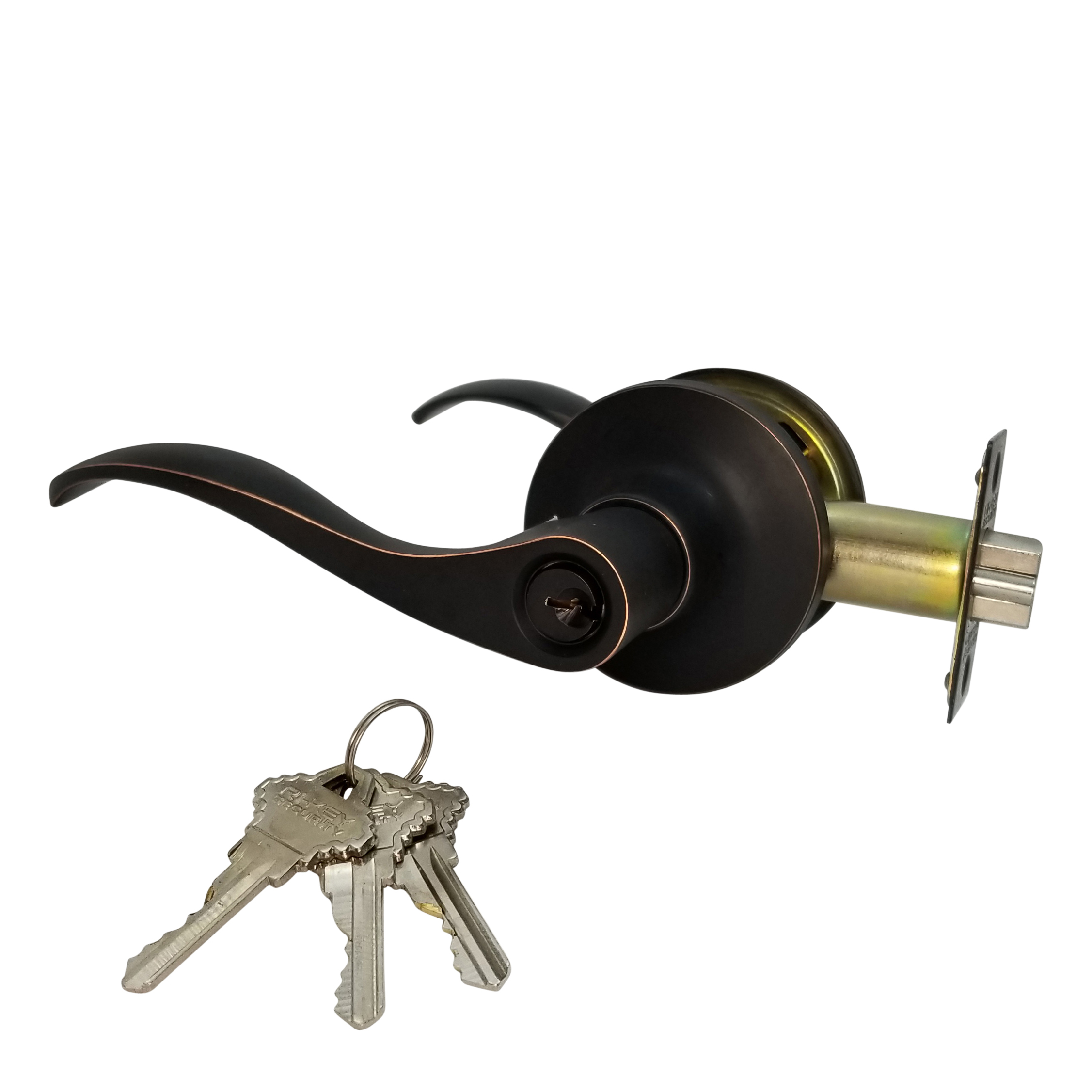 RI-KEY SECURITY Lever Door Lock Entry Keyed Cylinder Wave Handle 3 Keys Oil-Rub Bronze Finish SC LH - image 2 of 9