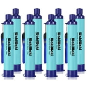 Membrane Solutions Survival Gear Water Filter Straw 4 Stage Filtration Reduces Harmful Substances Odors From Water, Great for Hiking, Camping, Emergency, 8 Pack
