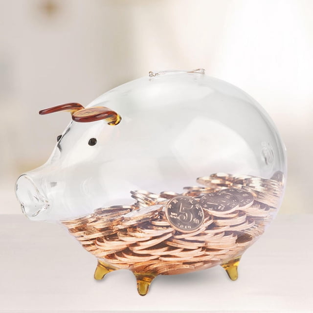 Boîte à Économies d'Argent, Boîte à Pièces en Verre Transparent pour Cochon, Économiseur de Pièces de Cochon Technologie de Pointe