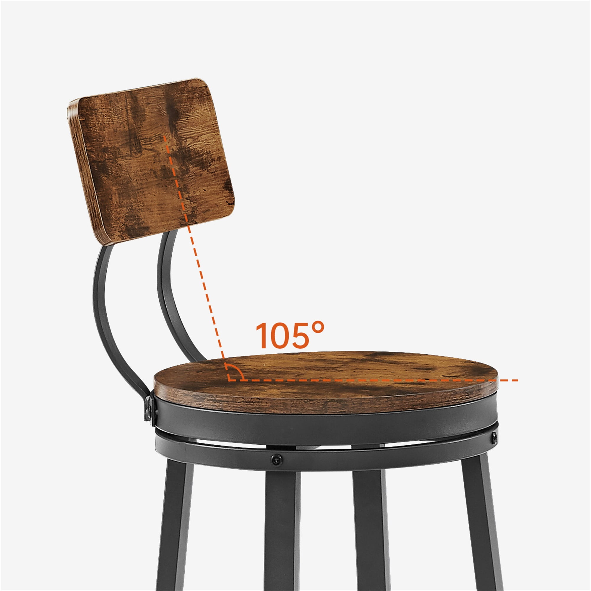 YYAo Oval Swivel Set of 2 Bar Stool, Metal Frame Armless Stool with Back for Living Room, Bar, Rustic Brown YYAo Oval Swivel Set of 2 Bar Stool, Metal Frame Armless Stool with Back for Living Room, Bar, Rustic Brown