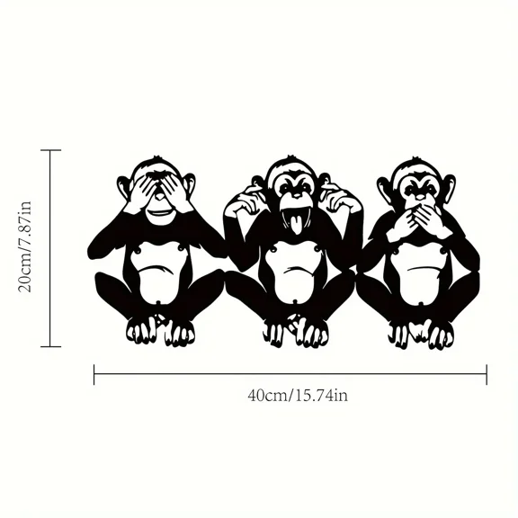 Monkey Trio Decor, Three Wise Monkeys Metal Wall Art, See No Evil Art Hear No Evil Decor, Metalwork Sculpture Primate, Gift