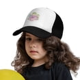 thumbnail image 3 of PAYOHTO Kids Green Violet Beige Palm Leaves Baseball Hat Back Adjustable Mesh Breathable Hats Black Trucker Cap Outdoor Fishing Sun Caps for Boys or Girls ages 4-10, 3 of 9