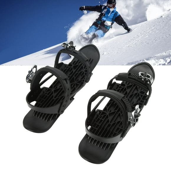 Mini Ski Shoes, Adjustable Binding Mini Ski Boots Portable Metal Buckle Black With Storage Bag For Competition
