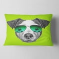 thumbnail image 2 of Designart Jack Russell in Green Glasses - Contemporary Animal Throw Pillow - 12x20, 2 of 5
