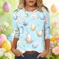 thumbnail image 2 of Blouses for Women Dressy Casual 3/4 Sleeve,Easter Shirts for Women 3/4 Sleeve Crewneck Funny Tops Bunny Rabbit Graphic Tunic Tops Happy Easter Day T-Shirts, 2 of 6