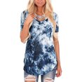 thumbnail image 3 of Camiseta de mujer Jumpingount con cuello en V y manga corta Azul L, 3 of 6