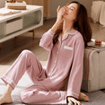 thumbnail image 2 of Pyjamas Printemps et Automne Manches Longues pour Femmes Couleur Unie Coton Pur simple Automne et Hiver Tenue de Maison, 2 of 6