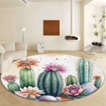 thumbnail image 2 of Round Rug Green 8ft Watercolor Cactus, Indoor Circle Washable Area Rug Print Non Slip Carpet for Living Room Bedroom Entryway Office Decor, 2 of 7