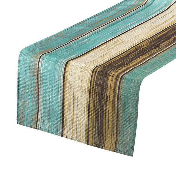 Mesa Camino 108" x 13", Retro Algod?n Lino Mesa Camino, Verde y Gris Unique Bargains caminos de mesa