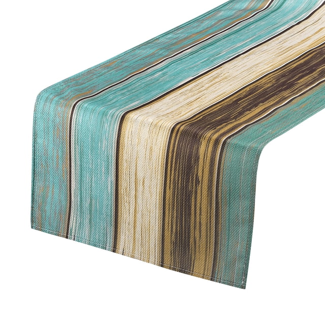 Mesa Camino 108" x 13", Retro Algod?n Lino Mesa Camino, Verde y Gris Unique Bargains caminos de mesa
