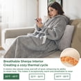 thumbnail image 4 of Cozy Comfort Wearable Blanket Hoodie, Long Sherpa Fleece Sweatshirt, Warm Big Hood, Side Split and Belt, Oversize, 4 of 6