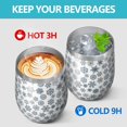 thumbnail image 4 of 12oz Stemless Wine Tumblers Blue Christmas Snowflake Pattern Vacuum Insulated Stainless Steel Travel Tumbler Cups Mug with Lid and Straw for Champaign,Cocktail,Beer with Cleaning Brush, 4 of 5