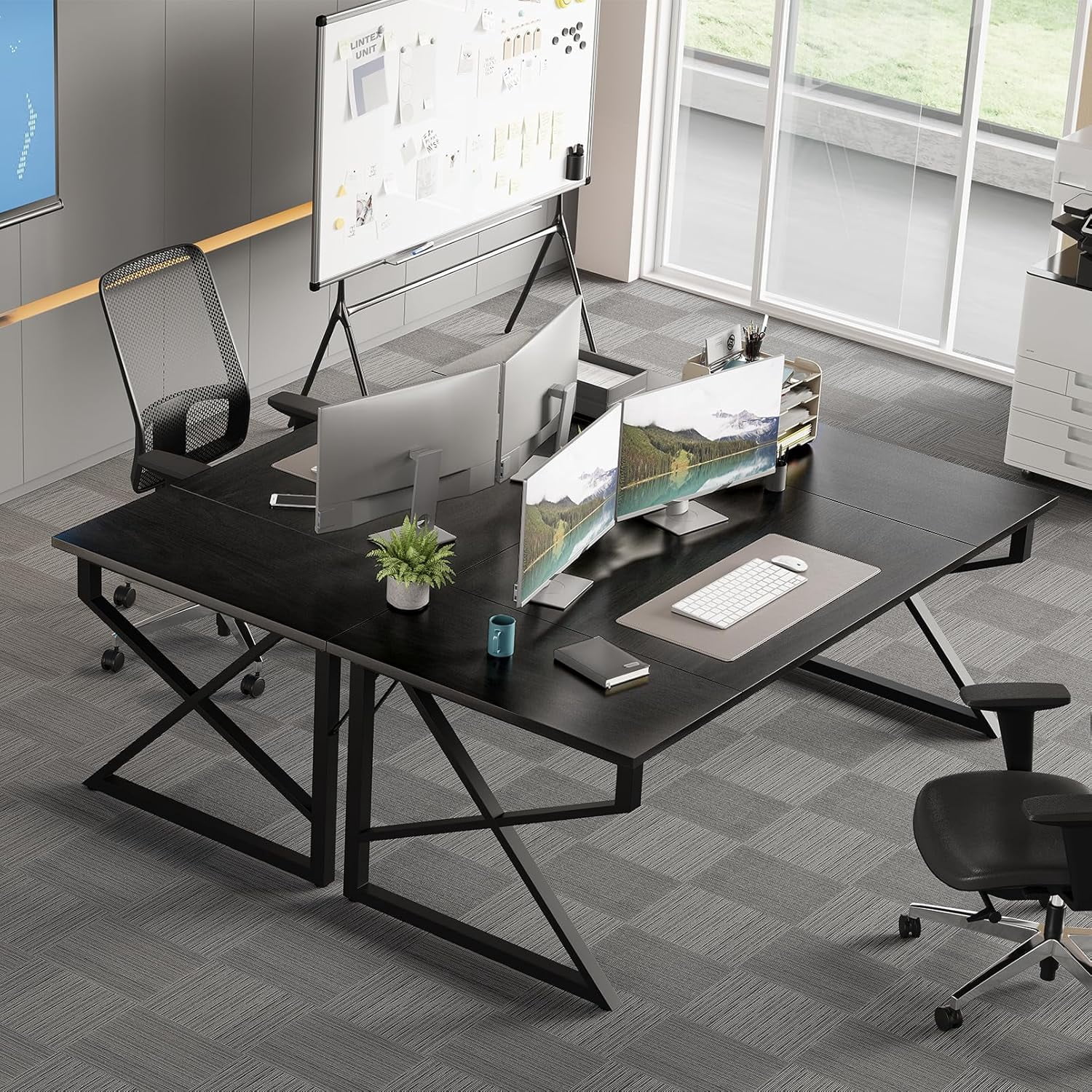 GLZ'HOME 70.9-Inch Executive Desk, Heavy Duty Industrial Home Office Desk with Easy Assembly, Modern Large Computer Desk for Home Office, Study & Apartments, 500 lbs Capacity