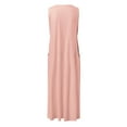thumbnail image 6 of DHFJKG Summer Dresses For Women Solid Color Round Neck With Pockets Retro Boho Long Dress Casual Beach Soft Dresses, 6 of 6