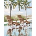 thumbnail image 3 of Folding Adirondack Chair Set of 4 with Retractable Ottoman Footrest, Wood Grain HDEP All Weather Fire Pit Chair with 2 Cup Holders for Outdoor, Classic Brown, 3 of 9