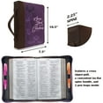 thumbnail image 3 of Purple Stylish Fashionable Bible Cover, Serve The Lord with Gladness. - Psalm 100:2, with 6 Assorted Gel Highlighter Pens in Snap PVC Wallet, 3 of 7