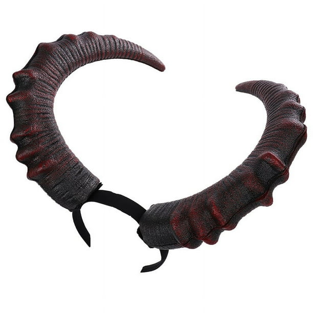 Alodidae Diadema de cuernos de diablo rojo, cuerno de demonio grande, disfraz de Halloween, accesorios de cosplay para mujeres y hombres