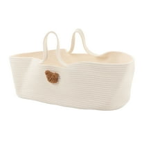 Baby Sleeping Carry Basket With Handle Foldable Cartoon Baby Carrying Basket Bed Handheld Multi Purpose Baby Bed For Outing Travel Living Room Bedroom Nursery Baby Shower[White]