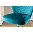 thumbnail image 5 of Home Office Desk Chairs, Armless Computer Chair with Wheels, Comfy Ergonomic Velvet Upholstered Swivel Chair for Bedroom Living Room, Teal, 5 of 7