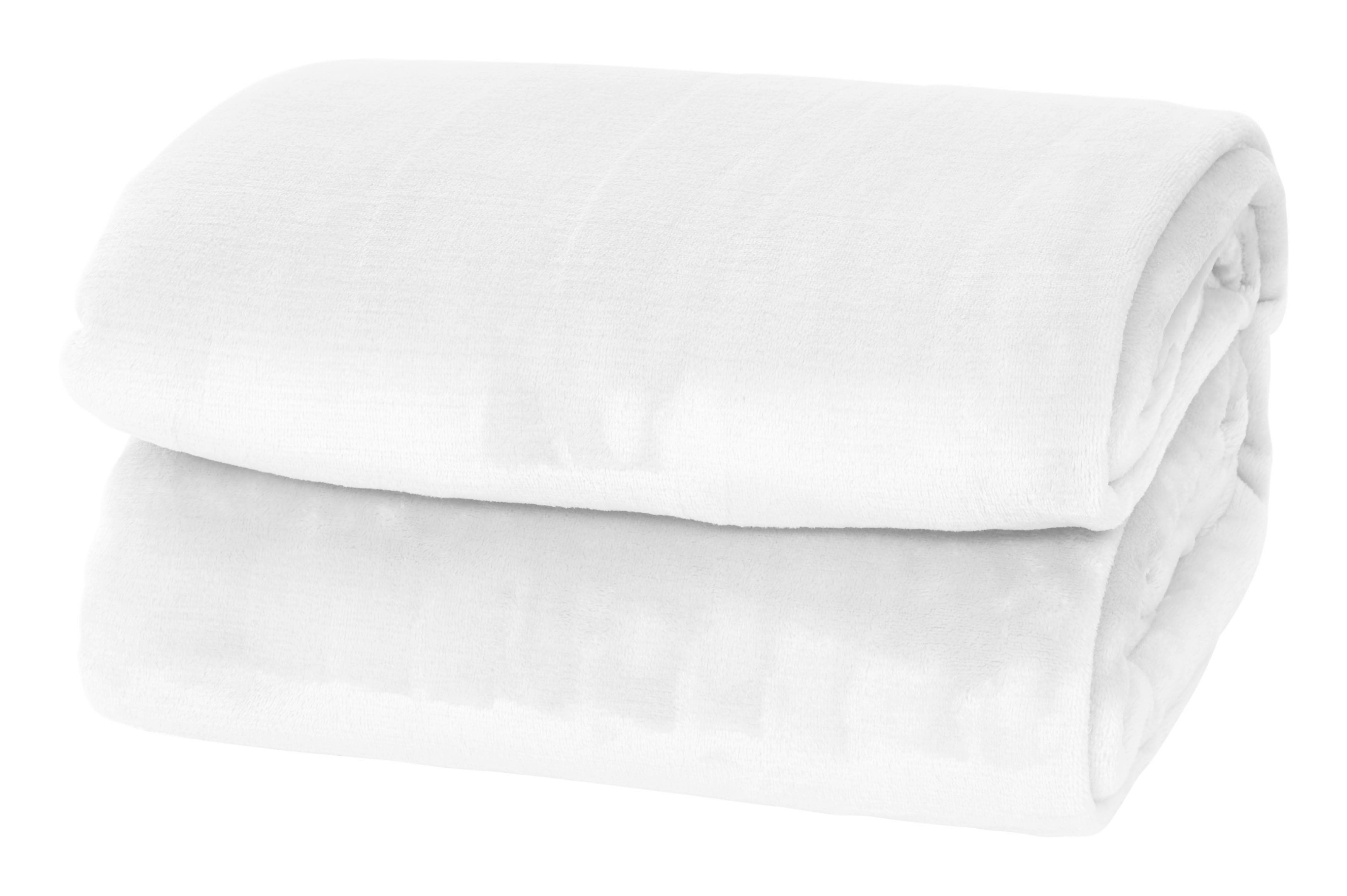 Style Basics Silky Soft Thick Plush Sofa Throw Blanket (White, Throw 50