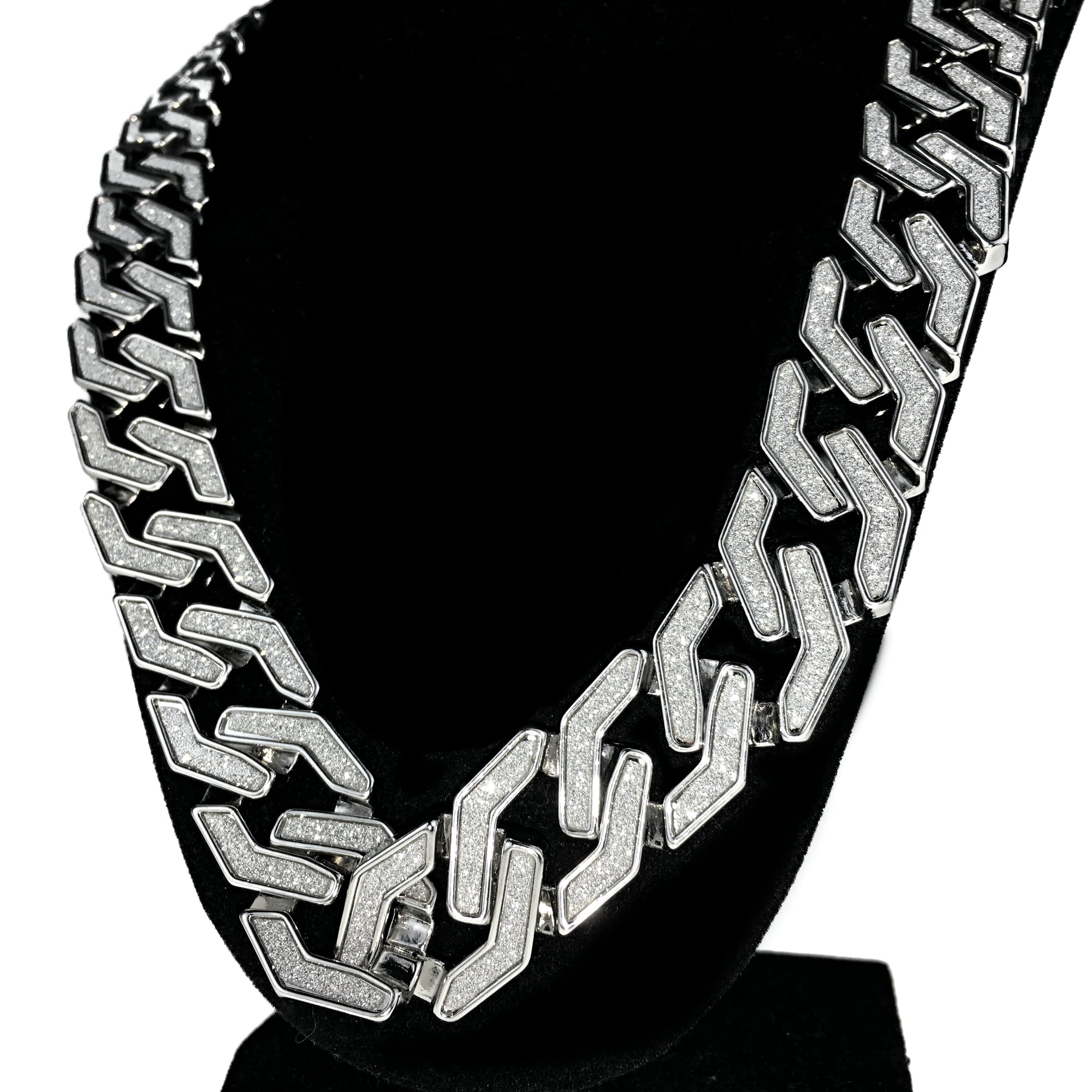 20mm Iced Square Miami Cuban Link Chain Silver Plated Hip Hop Jewelry Necklace