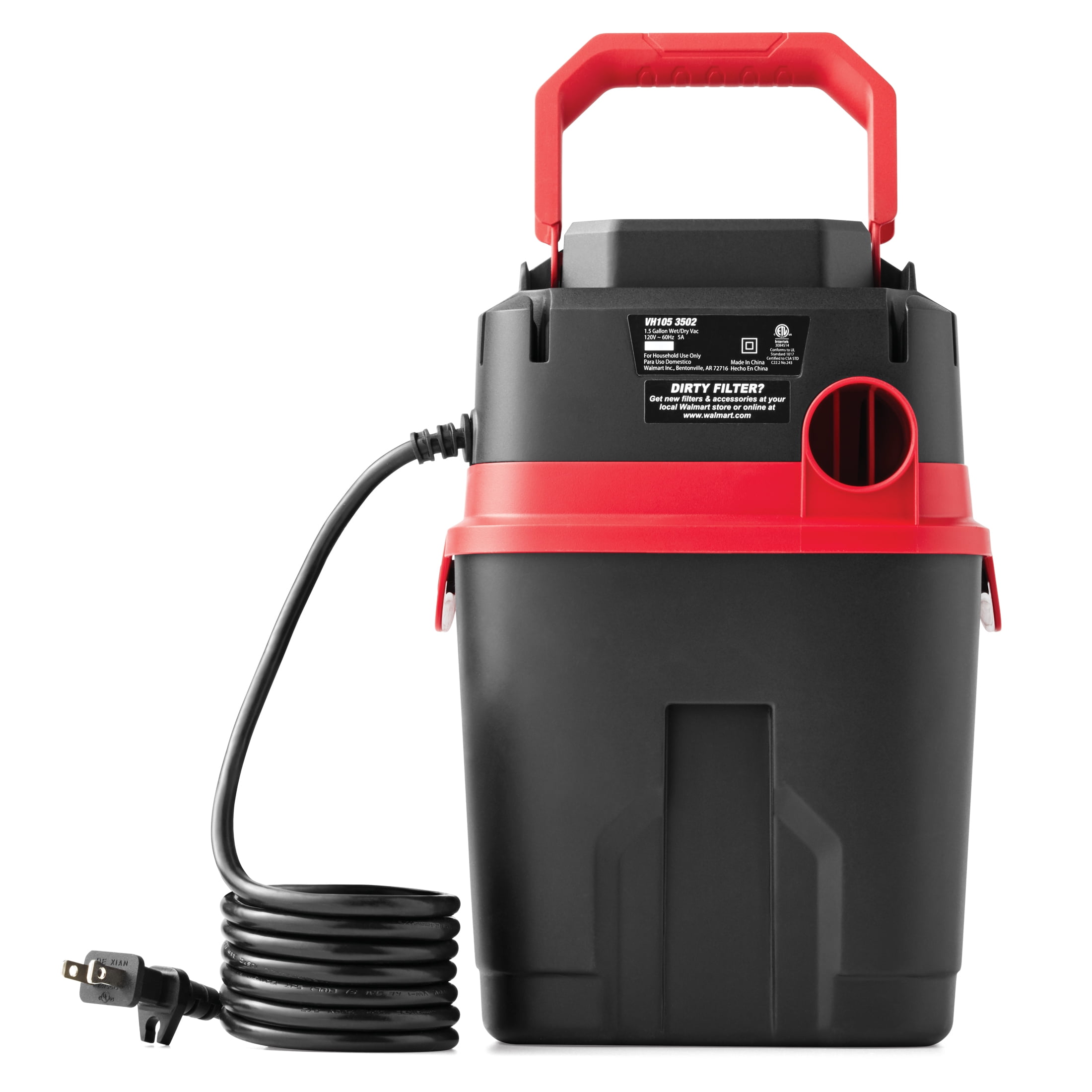 Hyper Tough 1.5 Gallon 2 Peak HP Poly Wet Dry Vacuum VH105 3502 New