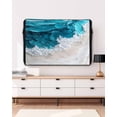thumbnail image 3 of Outdoor TV Cover 48 to 50 Inch Weatherproof, Abstract Beach Waterproof TV Screen Protector for Outside Decor with Zipper and Pocket 48"L x 30"H , Blue Textures Sandy Brown, 3 of 7