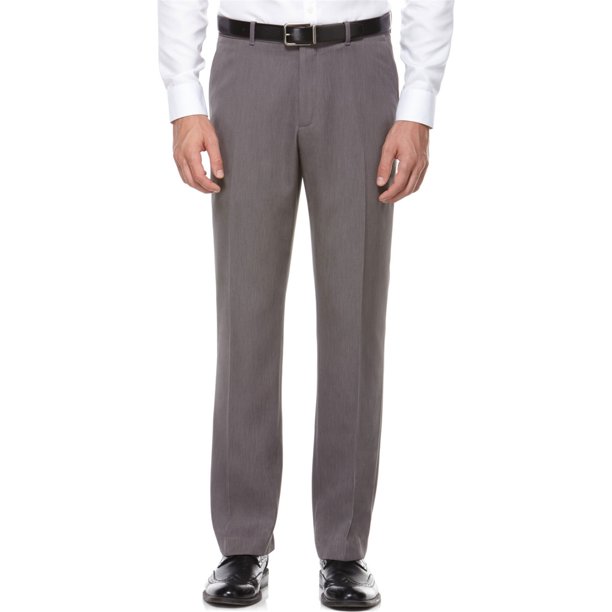 Perry Ellis Portfolio - Pantalones de vestir para hombre, color gris, 38 W x 32 L