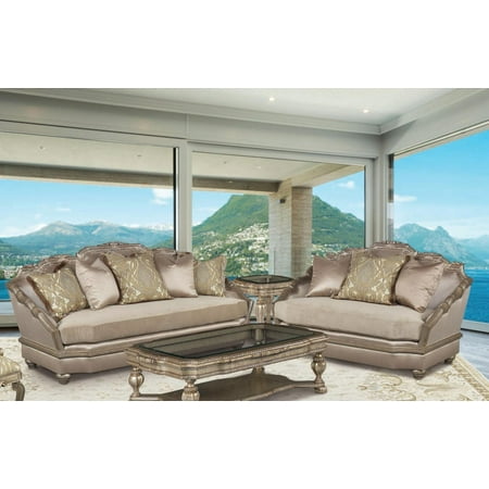 Benetti S Valentina Luxury Silver W Gold Accents Chenille Sofa Set 2pcs Sp Order