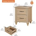 thumbnail image 3 of WAMPAT End Table Nightstand with USB Charging Station,Farmhouse Side Table for Living Room with 2 Drawers,Natural Wood Night Stand Bedside Table for Bedroom,Oak, 3 of 7