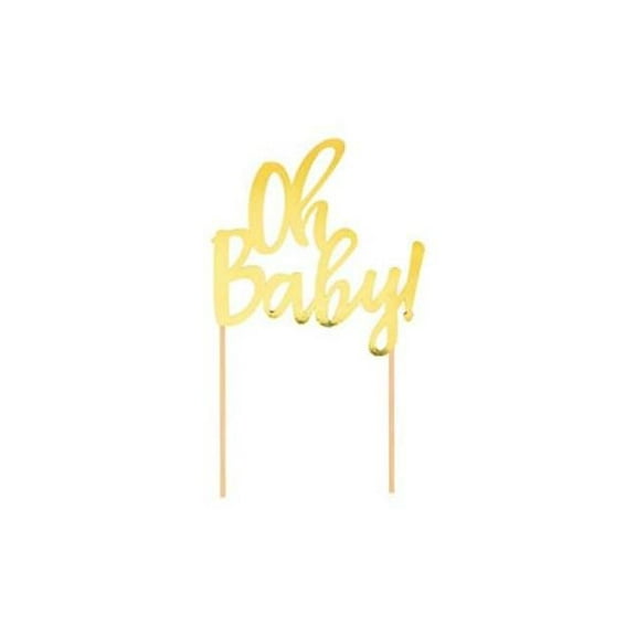 Access 351513 4.7 x 8 in. Oh Baby Cake Topper, Gold