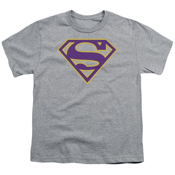 Superman - Purple & Gold Shield - Youth Short Sleeve Shirt - X-Large