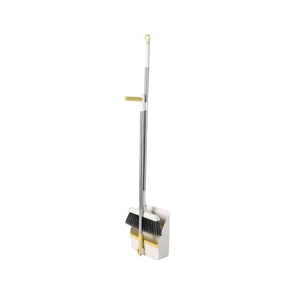 MERILER Brooms for Sweeping Indoor 180 Degree Rotatable Standing Storage Buckle Type Brooms and Dustpan Set with Scraping Teeth and Scraper Deep Cleaning Suitable for Home