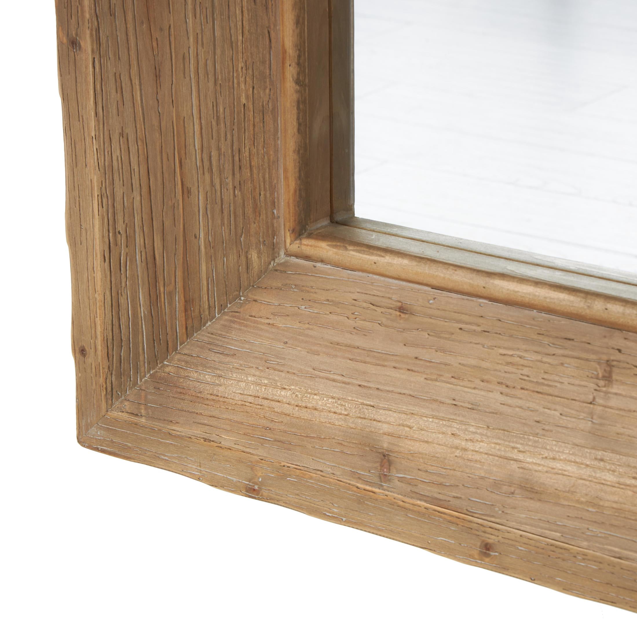 DecMode 32" x 55" Brown Wood Floor Mirror with Natural Wood Grains