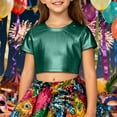 thumbnail image 2 of Ulitacool Girls Tee Short Sleeve Blouse Sequins T Shirt O Neck Tops Cute Playsuit Green 3-4 Years, 2 of 4