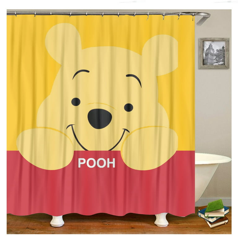 Shower Curtain L-180*180cm Winnie the Pooh Bathroom Decor Winnie the Pooh  Aesthetic Modern Fabric Waterproof Shower Curtain Set with Hook