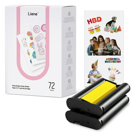 Liene Photo Sticker Cutter Paper 4"X7" W/Ink Cartridge-72 Sheets