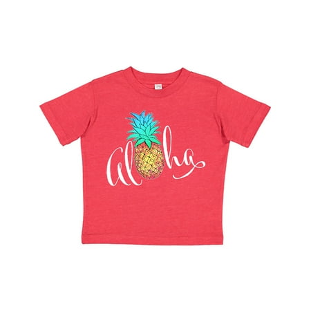 

Inktastic Aloha- in cursive with pineapple rainbow colors Gift Toddler Boy or Toddler Girl T-Shirt