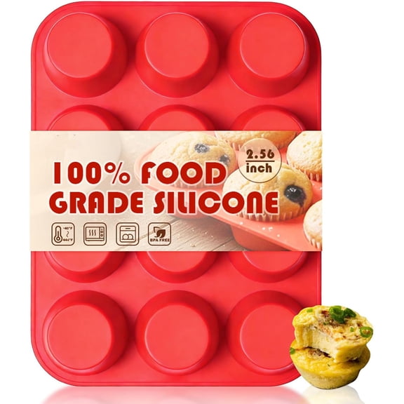 ACDANC Silicone Muffin Pans for Baking 12Cups Bpa-Free Egg Bites Mold|Regular Size,Non-Stick,Food-Grade,Oven Safe,Cupcake Pan Muffin Tin,Flexible Silicone Muffin Pan