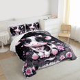 thumbnail image 3 of Castle Fairy Kids Children Kawaii Cow 3 Pieces Queen Comforter Set,Cute Farmhouse Animal Ultra Soft Bedding Sets,Chic Flowers Rose Bedding Comforter Set Breathable,Super Cozy Room Decor,Reversible, 3 of 8